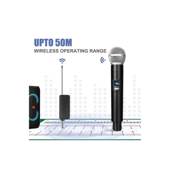 Profesyonel Çiftli Kablosuz Mikrofon Seti Karaoke Şarj Edilebilir 50 Metre Mesafe - 2