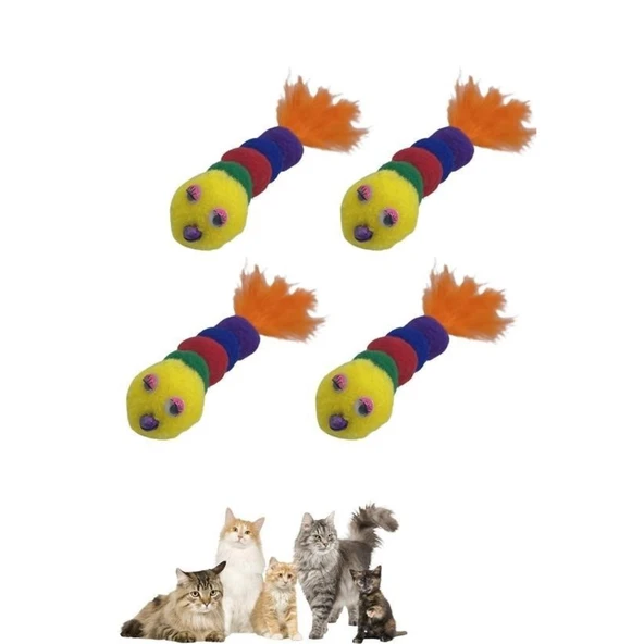 Buffer® Yumuşacık İpli Tırtıl Şeklinde Rengarenk Sevimli Evcil Hayvan Oyuncağı - 7