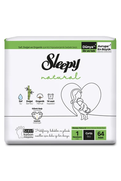 Sleepy Natural Jumbo Paket 1 Beden Yedıdogan 2-5kg 64'lu