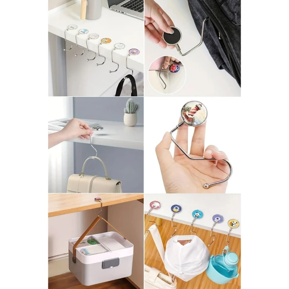 Buffer® Masaya Takılabilen Çanta Askısı Çanta Tipi Pratik Metal Çanta Kanca - 6