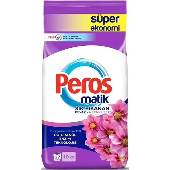 Peros Matik Toz Çamaşır Deterjanı 40KG Yıldız-Yasemin Çiçeği (Beyaz ve Renkli)(268 Yıkama)(4PK*10KG) - Resim 2