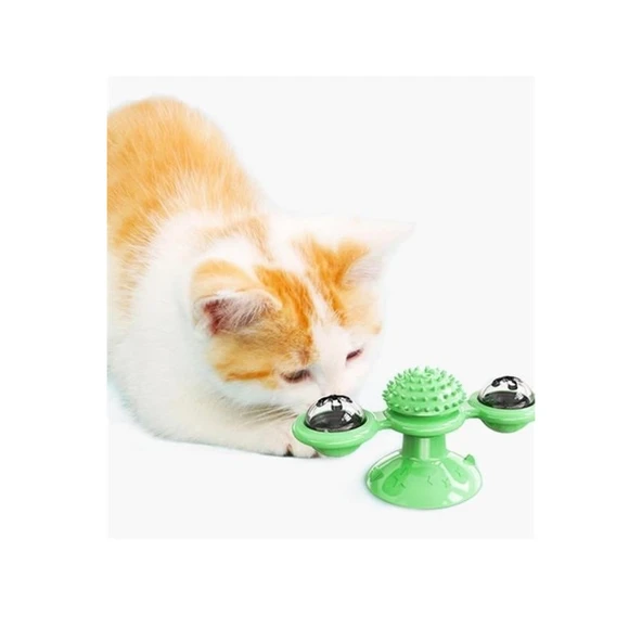 Buffer® Pet Malzemeleri Vantuzlu Fırıldak Toplu Dönen Şeffaf Depo Tasarım İnteraktif Kedi Oyuncağı - 8