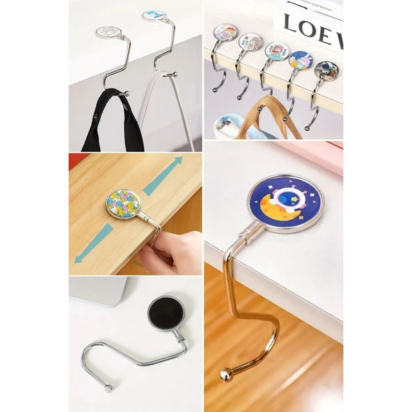 Buffer® Masaya Takılabilen Çanta Askısı Çanta Tipi Pratik Metal Çanta Kanca - 7