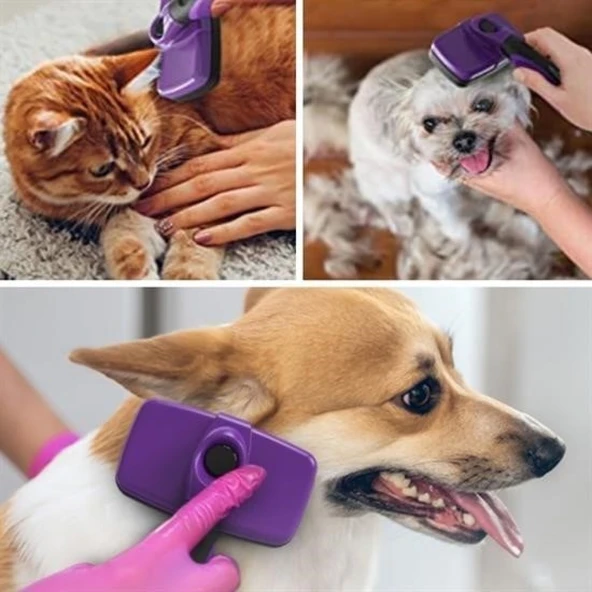 Buffer®  Otomatik Temizlenebilen Tuşlu Pratik Kedi Köpek Tüy Toplama Fırçası - 12