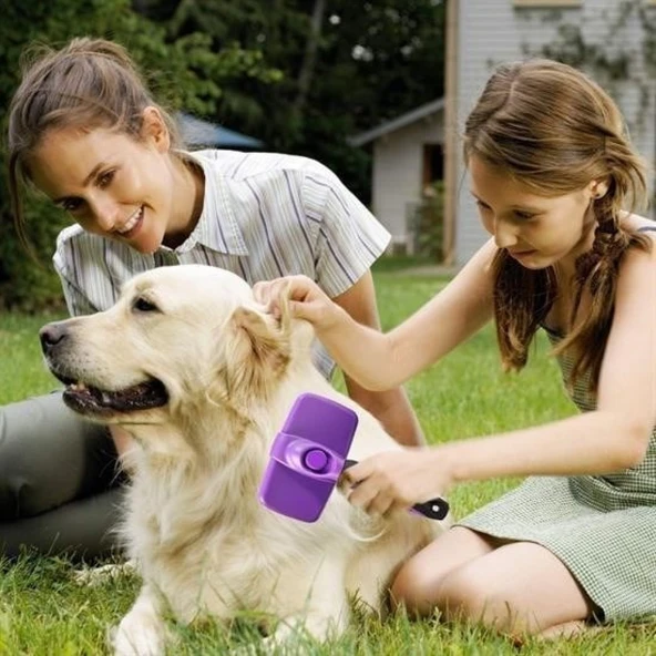 Buffer® Otomatik Temizlenebilen Tuşlu Pratik Kedi Köpek Tüy Toplama Fırçası - 2