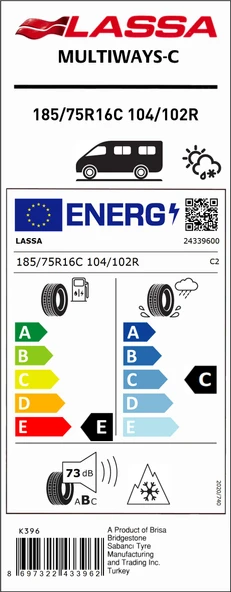 Lassa 185/75R16 C 104/102R Multıways-C 4 E-C-73 4 Mevsim Hafif Ticari Lastiği (Üretim Yılı: 2025) - 2