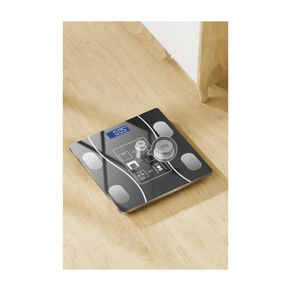 XK-26C Siyah Dijital Baskül Yağ Kas Su Vücut Kitle Indeksi Kilo Ölçer Bluetooth Tartı - 2