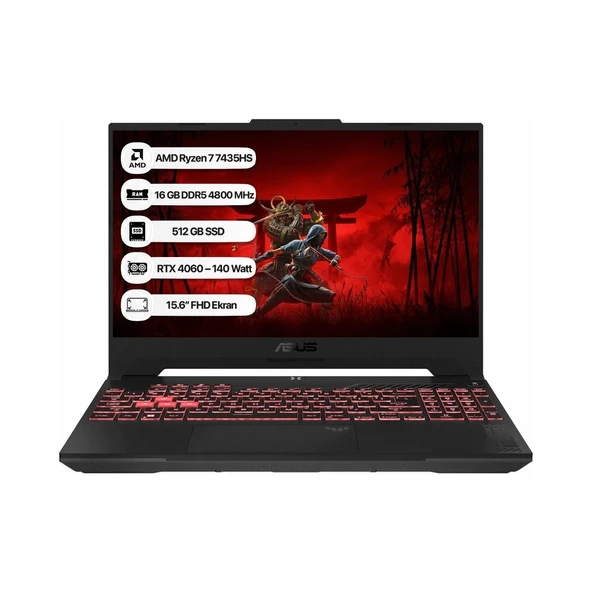 Asus Tuf FA507NVR-LP158 Ryzen 7 7435HS 24GB 2tb SSD Rtx 4060 8gb 140W 15.6" Taşınabilir Bilgisayar ürün görseli 1