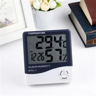 Dijital Termometre Sıcaklık Ve Nem Ölçer Masa Saati Alarm - 10