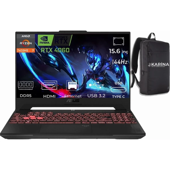 Asus Tuf Gaming A15 Amd Ryzen 7 7435HS c-015 32GB 2tb Rtx 4060 8gb Freedos 144 Hz 15.6" Fhd Taşınabilir Bilgisayar - Resim 2