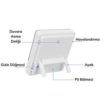Dijital Termometre Sıcaklık Ve Nem Ölçer Masa Saati Alarm - 12
