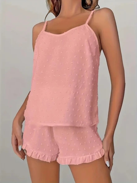 Kadın Ip Askılı Atlet Ve Alt Pon Pon Detaylı Aerobin Shortlu Takım ürün görseli