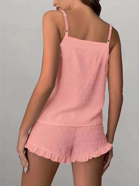 Kadın Ip Askılı Atlet Ve Alt Pon Pon Detaylı Aerobin Shortlu Takım - Resim 4