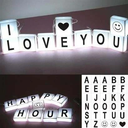 10lu Lightbox Işıklı Harf Mesaj Panosu Dekoratif  Harf Işık Zinciri - 1
