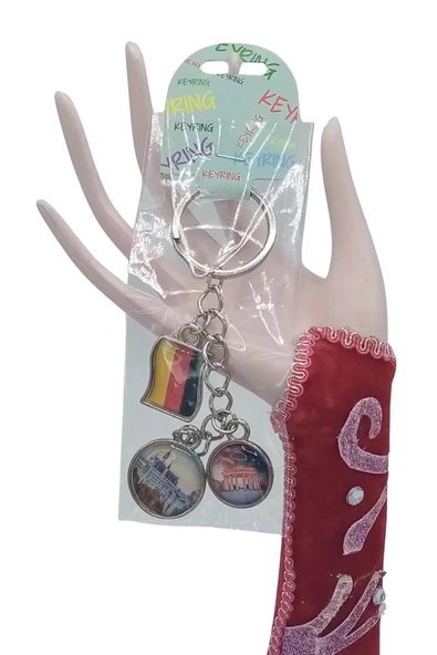 Almanya Üçlü Epoksi Metal Çift Taraflı Damla Anahtarlık Germany - Resim 5