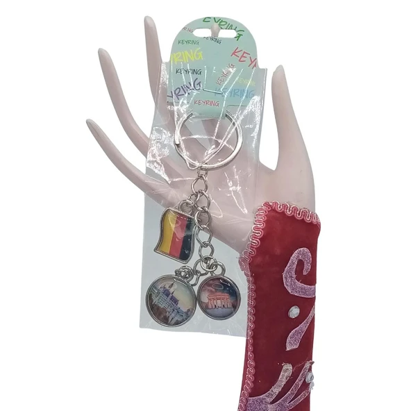 Almanya Üçlü Epoksi Metal Çift Taraflı Damla Anahtarlık Germany - Resim 2