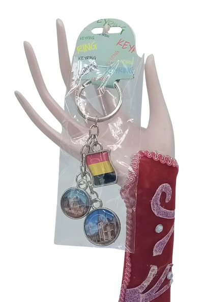 Belçika Üçlü Epoksi Metal Çift Taraflı Damla Anahtarlık Belgium - Resim 5