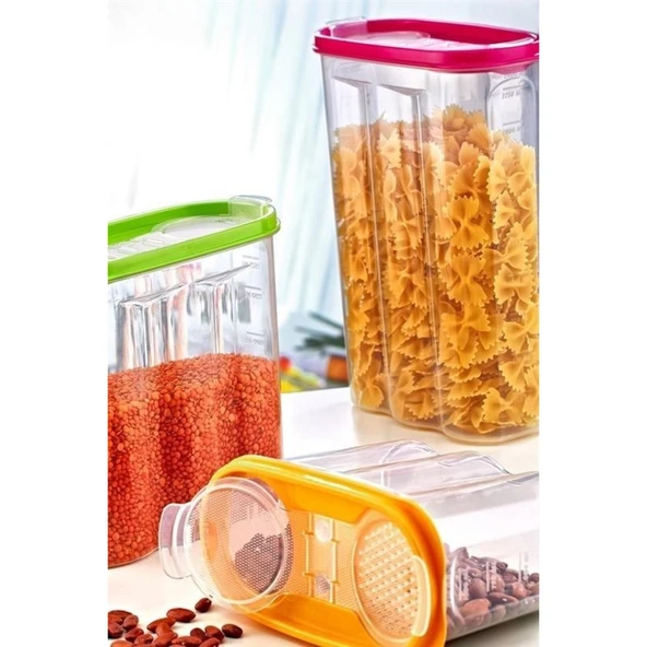 Buffer® 2 Kapaklı Ölçekli Erzak Kuru Gıda Saklama Kutusu Kabı 2,4 Litre-sa940 - 6