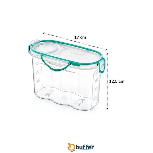 Buffer® Kilitli Kapaklı Contalı Hava,su Sıvı Geçirmez 1,2 Litre Erzak Saklama Kabı-sa580 - 8