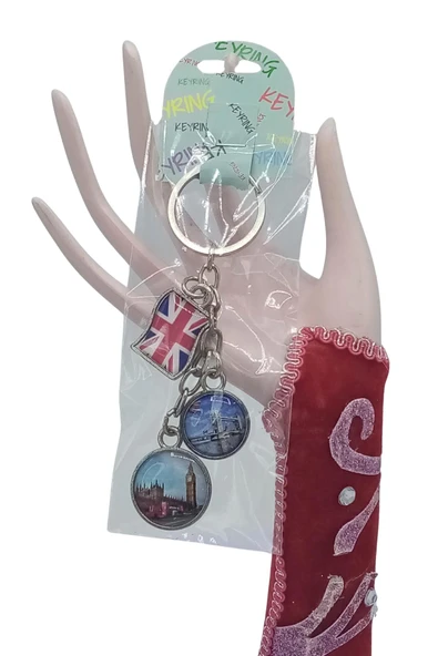 İngiltere Üçlü Epoksi Metal Çift Taraflı Damla Anahtarlık England - Resim 5