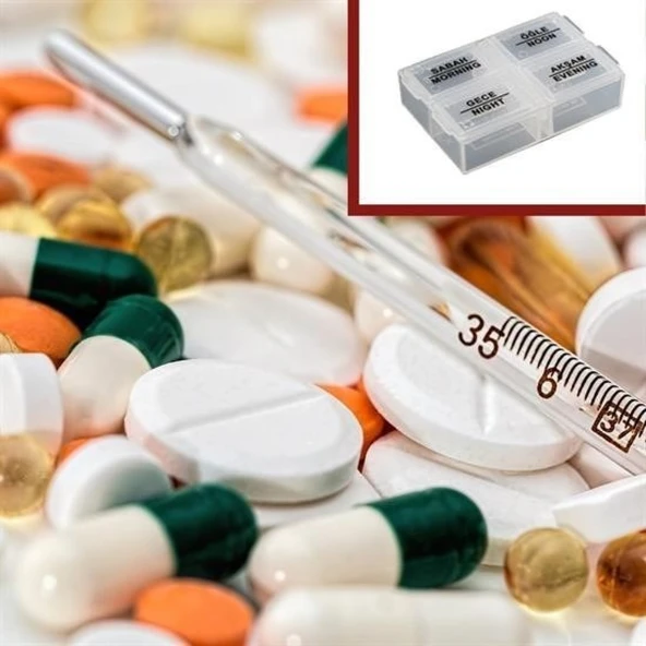 Buffer® 4 Öğün Günlük Hap İlaç Saklama Taşıma Kutusu İlaç Hatırlatıcı - 7