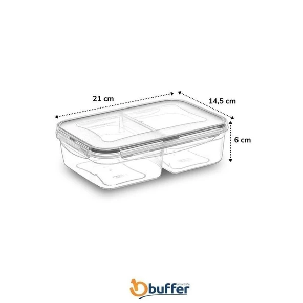 Buffer® 2 Bölmeli Sızdırmaz Contalı Kilitli Kapaklı 1 Litre Erzak Saklama Kabı -lc505 - 8