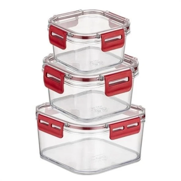 Buffer® 3'lü Pratik Silikon Contalı Sızdırmaz Kapaklı Sağlam İstiflenebilir Saklama Kapları - 2