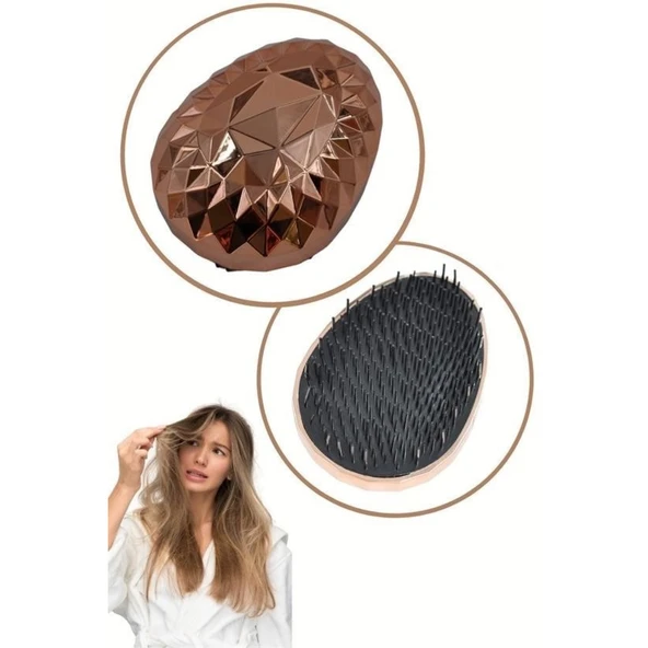 Buffer® Rose Gold Saç Düzleştirici Tarak Geniş Aralıklıher Saç Tipine Uygun Fırçalı Saç Düzleştiric - Resim 8