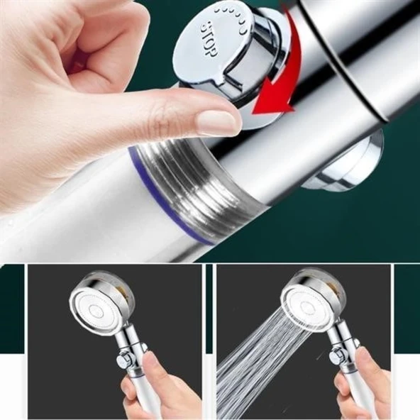 Buffer® Turbo Pervaneli Ve Filtreli Su Tasarruflu 360 Derece Dönebilen Tazyikli Duş Başlığı - 5