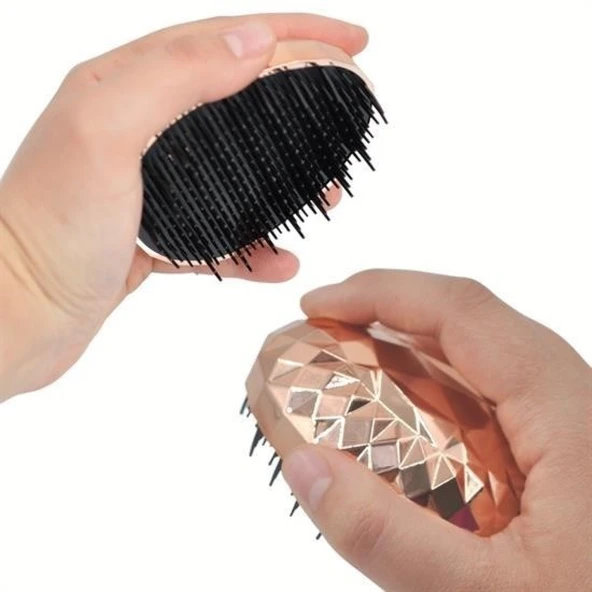 Buffer® Rose Gold Saç Düzleştirici Tarak Geniş Aralıklıher Saç Tipine Uygun Fırçalı Saç Düzleştiric - Resim 4