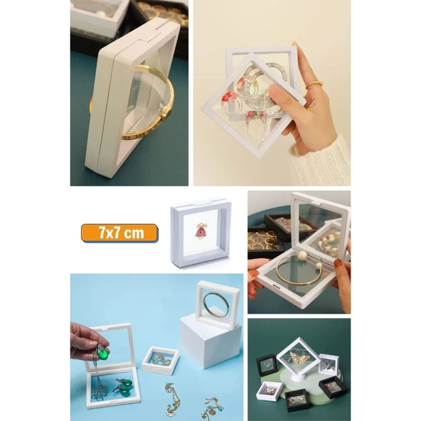 Buffer® 7x7 Cm Standlı 3d Takı Ziynet Hatıra Koleksiyon Saklama Kutusu Şeffaf Film Çerçevesi - 6