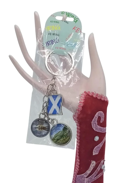 İskoçya Üçlü Epoksi Metal Çift Taraflı Damla Anahtarlık Scotland - Resim 5