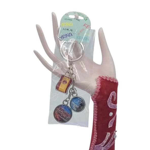 İspanya Üçlü Epoksi Metal Çift Taraflı Damla Anahtarlık Spain - Resim 2