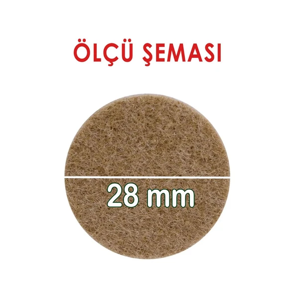 Yapışkanlı Yuvarlak Keçe Masa Sandalye Parke Zemin Ayak Koruyucu Kaydırmaz Keçesi 28 mm (28'Lİ PAKET) - Resim 2