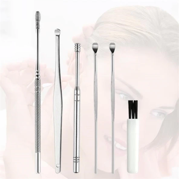 Buffer® 6 Parça Paslanmaz Çelik Kulak Balmumu Toplayıcı Çıkarıcı Temizleyici Bakımı Çubuk Seti - 4