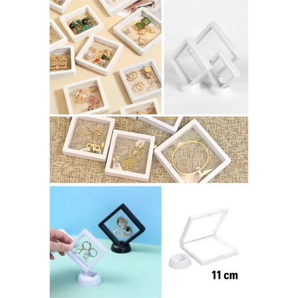 Buffer® 11x11cm Standlı 3d Takı Ziynet Hatıra Koleksiyon Saklama Kutusu Şeffaf Film Çerçevesi - 7
