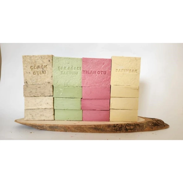 Doğal Üretim Sabunu Karışık (çörekotu-çay Ağacı-yılan Otu-sarımsak)16'lı Set