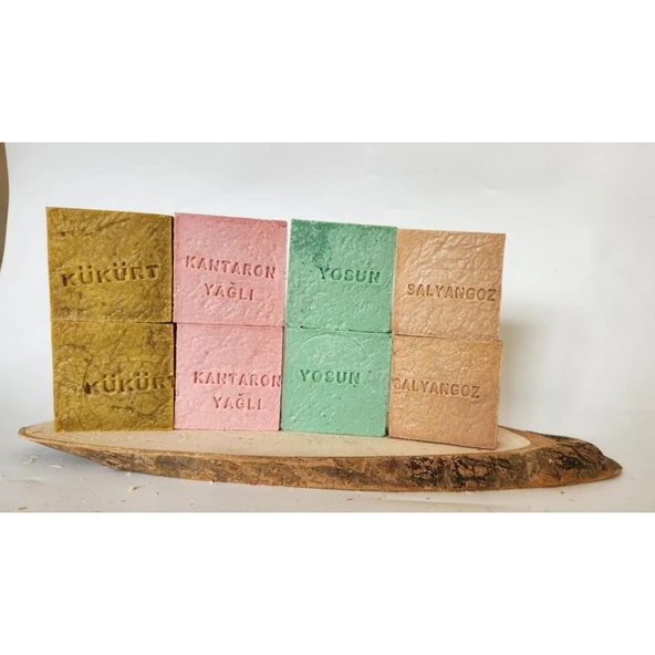 Doğal Üretim Sabunu Karışık (kükürt-kantaron-yosun-salyangoz) 8'li Set