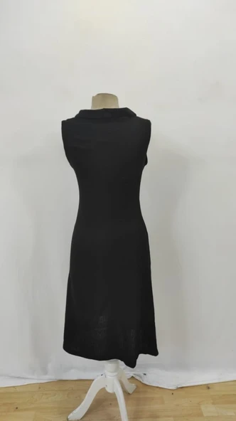 Kadın V Yakalı önden Düğmeli Kaşkorse Elbise - Resim 10