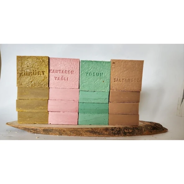 Doğal Üretim Sabunu Karışık (kükürt-kantaron-yosun-salyangoz)16'lı Set