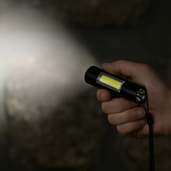 BUFFER® Kutulu Mini El Feneri – Taşınabilir LED Kamp ve Acil Durum El Lambası Plastik Gövde - 3
