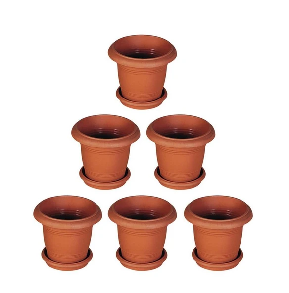 Omnipazar SY-5910 Antik Tabaklı Saksı Takımı 10 lt No 3 Kahverengi 6 Adet ürün görseli