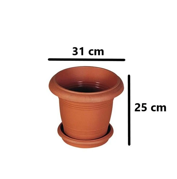 Omnipazar SY-5910 Antik Tabaklı Saksı Takımı 10 lt No 3 Kahverengi 6 Adet - Resim 2