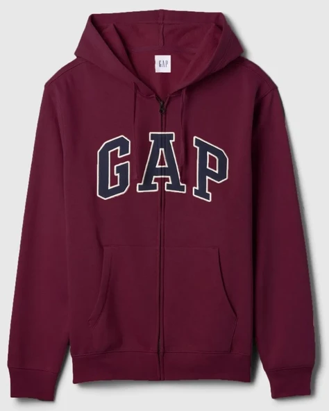 Gap V-Heritage Gap Logo Fz-Snl 674144 Erkek Kapüşonlu Fermuarlı Sweatshirt - Resim 3