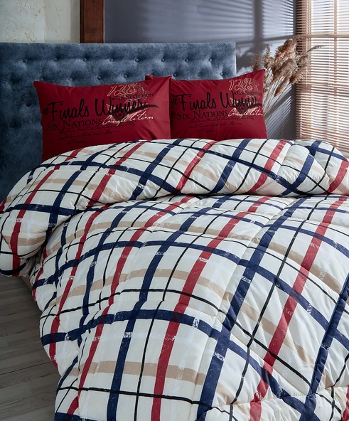 Komfort Home Tek Kişilik Baskılı Pamuklu Silikon Yorgan + Yastık / P1 ürün görseli