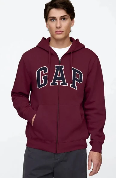 Gap V-Heritage Gap Logo Fz-Snl 674144 Erkek Kapüşonlu Fermuarlı Sweatshirt - Resim 1