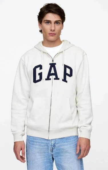 Gap V-Heritage Gap Logo Fz-Snl 674144 Erkek Kapüşonlu Fermuarlı Sweatshirt - Resim 2