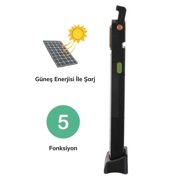 Buffer® 5 Fonksiyonlu Güneş Enerjisi İle Şarj Olabilen 48 Ledli Işıldak,aydınlatma Pr-3838 - 4
