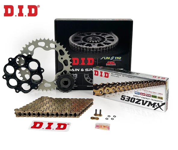 ZİNCİR DİŞLİ SETİ DUCATI MULTISTRADA (1200 cc)  (2010-2017) / DUCATI / MULTISTRADA / 1200cc / ZİNCİR: DID-530ZVM-X (Gold)-108 / ÖN DİŞLİ: JT (15T)  / ARKA DİŞLİ: SUNSTAR (40T) / 2010-2011-2012-2013-20 ürün görseli 1