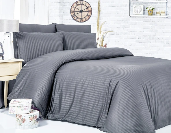 Komfort Home Çift Kişilik Çizgili Pamuk Saten Nevresim Takımı ürün görseli 1